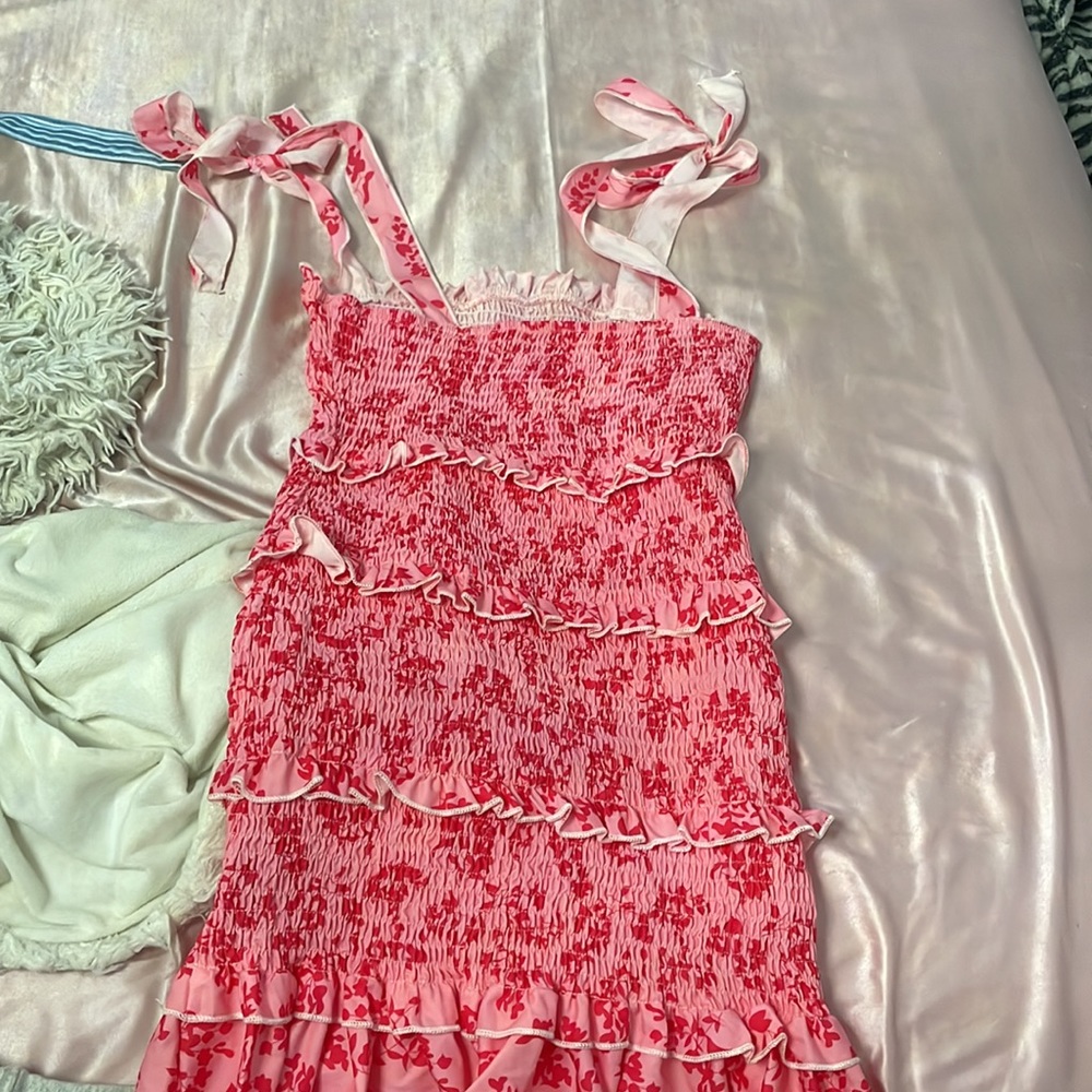 Pink Summer Dress Ruffle - Picture 2 of 3